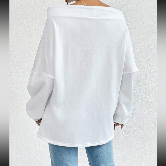 Boho off shoulder drawstring sweatshirt - Picture 3 of 6